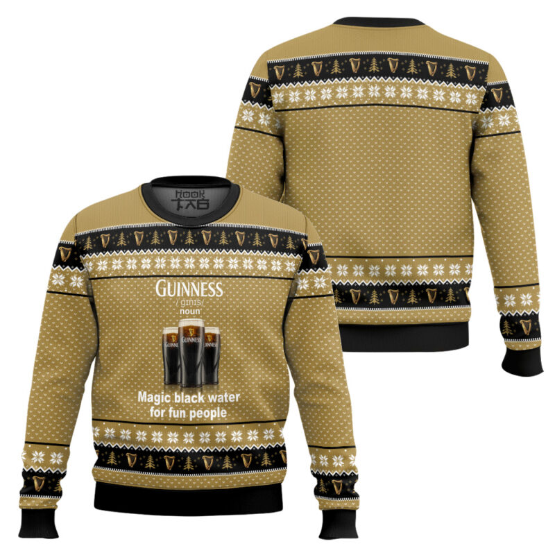 Hooktab Guinness Beer Magic Black Water Ugly Christmas Sweater Hooktab Guinness Beer Magic Black Water Ugly Christmas Sweater