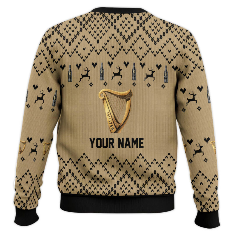 Hooktab Guinness Beer Reindeer - Custom Name Ugly Christmas Sweater Hooktab Guinness Beer Reindeer - Custom Name Ugly Christmas Sweater