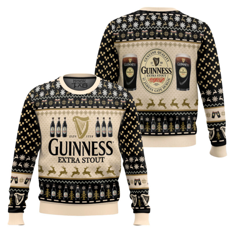 Hooktab Guinness Extra Stout Ugly Christmas Sweater Hooktab Guinness Extra Stout Ugly Christmas Sweater