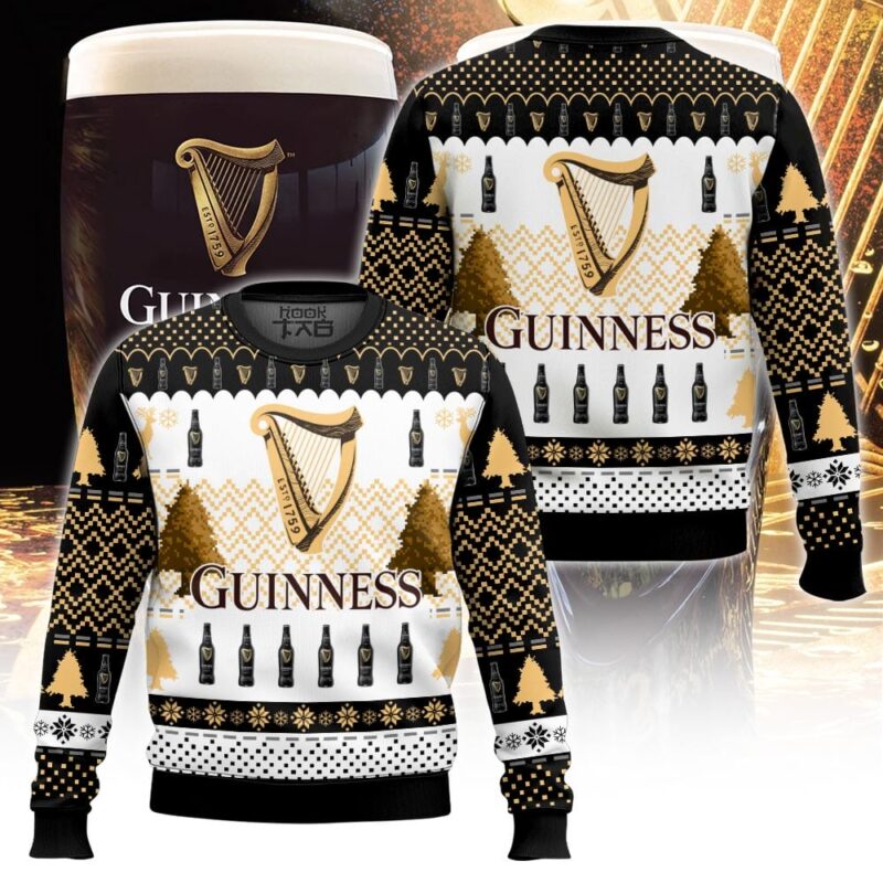 Hooktab Guinness Irish Stout Beer Ugly Christmas Sweater Hooktab Guinness Irish Stout Beer Ugly Christmas Sweater