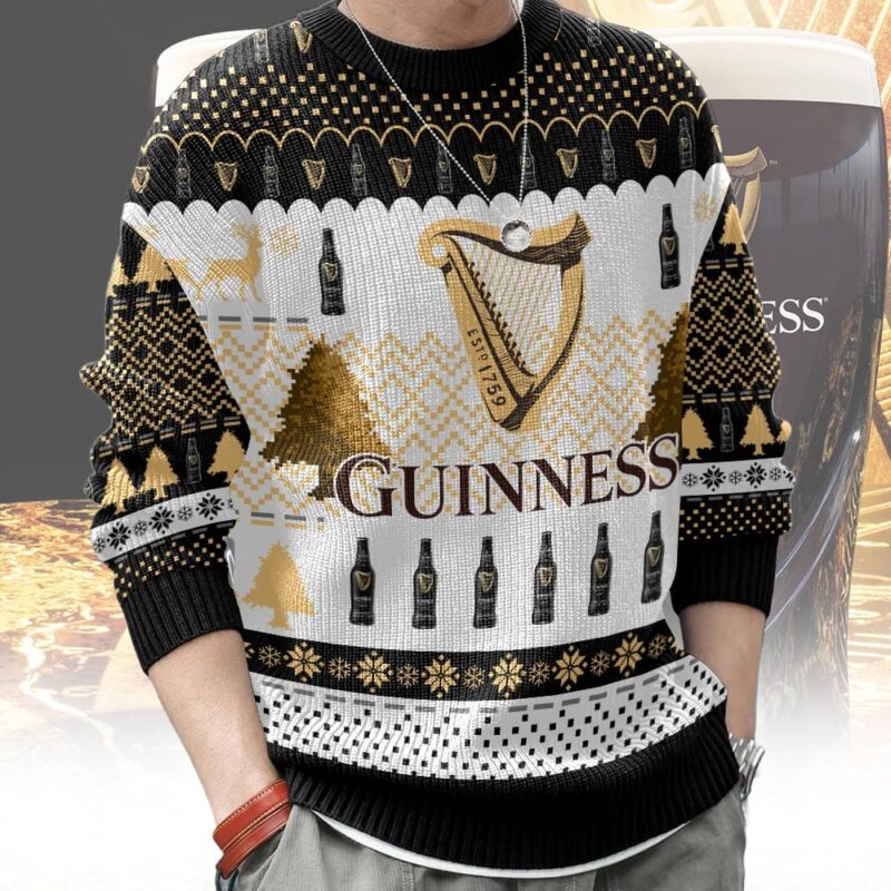 Hooktab Guinness Irish Stout Beer Ugly Christmas Sweater Hooktab Guinness Irish Stout Beer Ugly Christmas Sweater