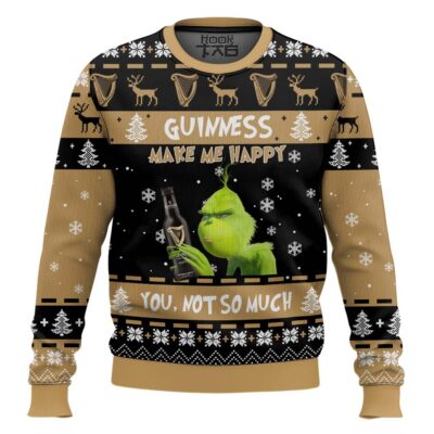 Hooktab Guinness Make Me Happy Ugly Christmas Sweater