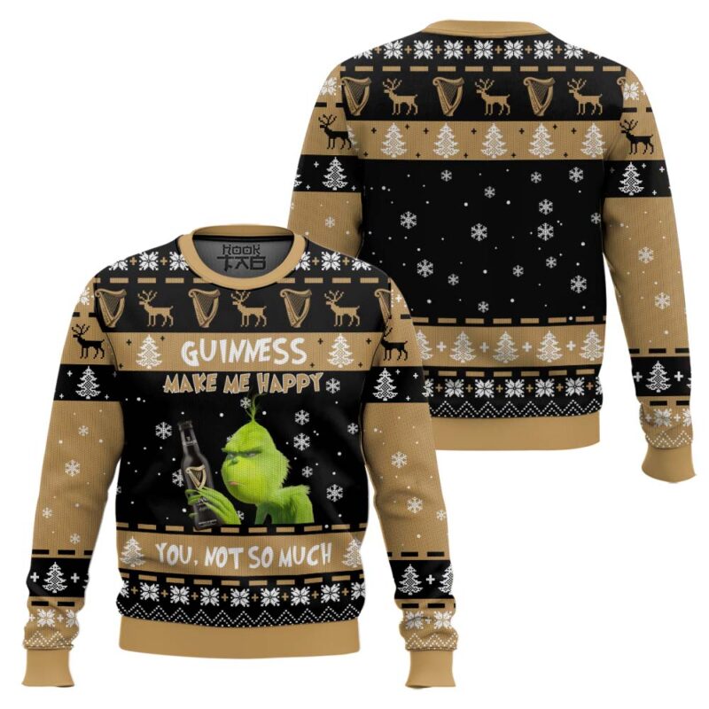 Hooktab Guinness Make Me Happy Ugly Christmas Sweater Hooktab Guinness Make Me Happy Ugly Christmas Sweater