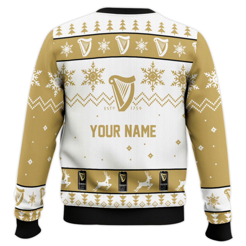 Hooktab Guinness Stout Beer Reindeer Ugly Christmas Sweater Hooktab Guinness Stout Beer Reindeer Ugly Christmas Sweater