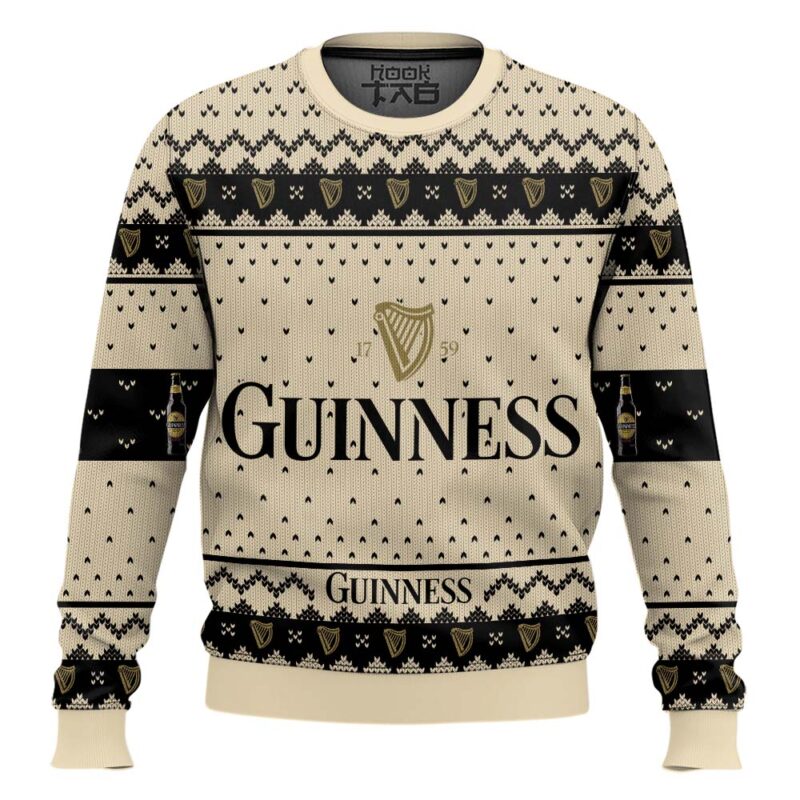 Hooktab Guinness Stout Beer Ugly Christmas Sweater
