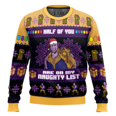 Hooktab Half Of You Are On The Naughty List Thanos Ugly Christmas Sweater