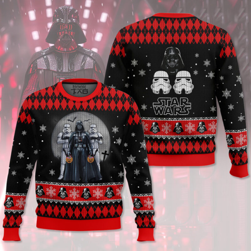 Hooktab Halloween Darth Vader Star Wars Ugly Christmas Sweater Hooktab Halloween Darth Vader Star Wars Ugly Christmas Sweater