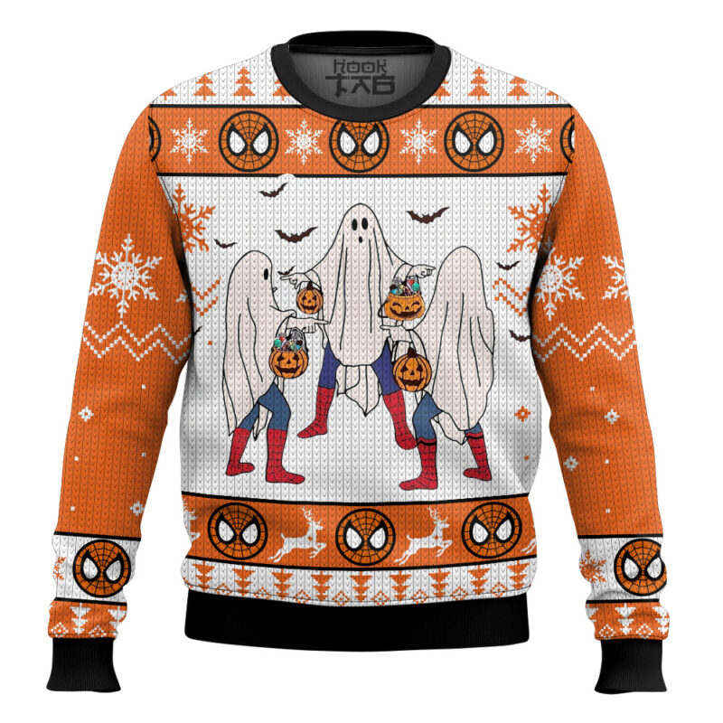 Hooktab Halloween Spider-man Pointing Meme Ugly Christmas Sweater