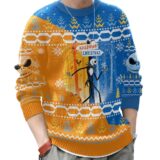 Hooktab Halloween To Christmas Jack Skellington Ugly Christmas Sweater
