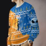 Hooktab Halloween To Christmas Jack Skellington Ugly Christmas Sweater