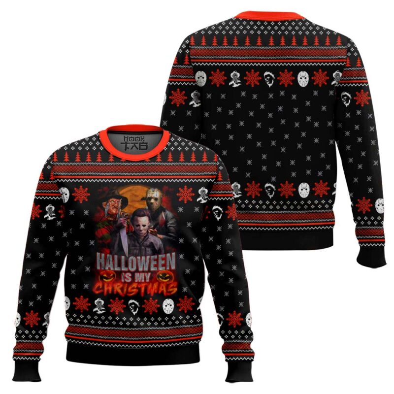 Hooktab Hallowen Is My Christmas Ugly Christmas Sweater Hooktab Hallowen Is My Christmas Ugly Christmas Sweater