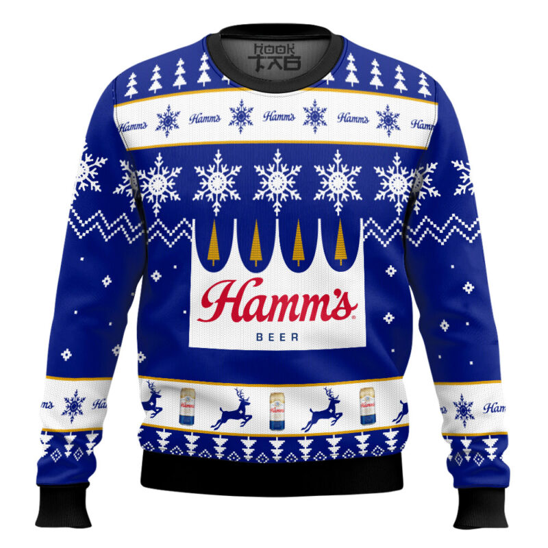 Hooktab Hamm’s Beer - Custom Name Ugly Christmas Sweater