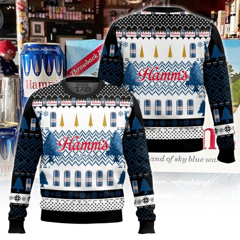 Hooktab Hamm’s Beer Ugly Christmas Sweater Hooktab Hamm’s Beer Ugly Christmas Sweater