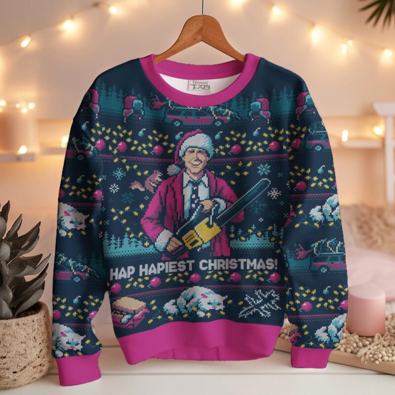 Hooktab Hap Hapiest Xmas National Lampoon's Vacation Ugly Christmas Sweater Hooktab Hap Hapiest Xmas National Lampoon's Vacation Ugly Christmas Sweater