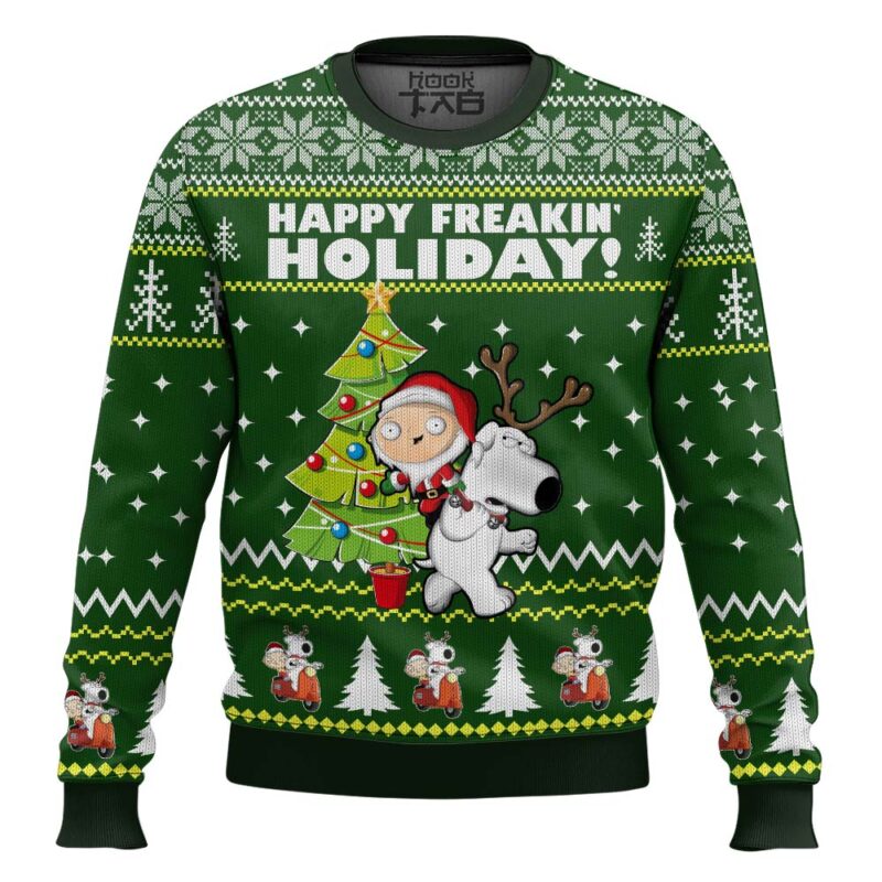 Hooktab Happy Freakin Holidays Family Guy Ugly Christmas Sweater