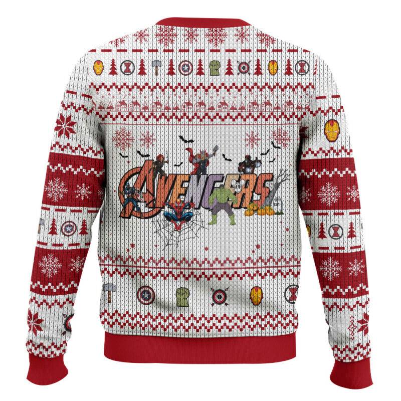 Hooktab Happy Halloween Marvel Avengers Ugly Christmas Sweater Hooktab Happy Halloween Marvel Avengers Ugly Christmas Sweater