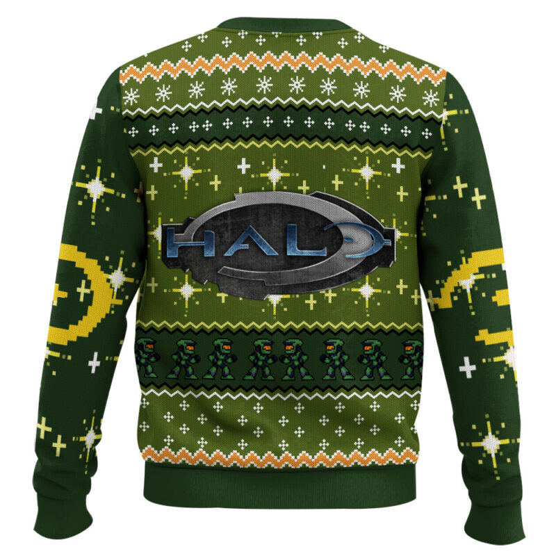 Hooktab Happy Halo-days Halo Combat Evolved Ugly Christmas Sweater Hooktab Happy Halo-days Halo Combat Evolved Ugly Christmas Sweater