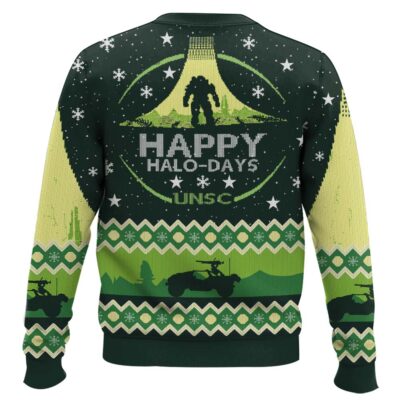 Hooktab Happy Halo Days Halo Ugly Christmas Sweater