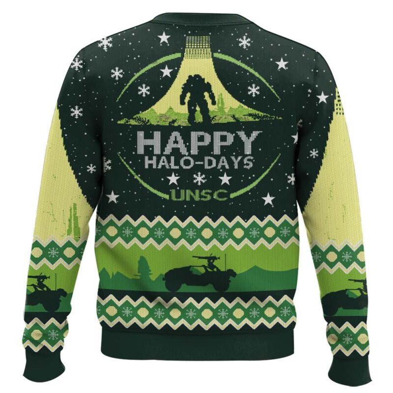 Hooktab Happy Halo Days Halo Ugly Christmas Sweater Hooktab Happy Halo Days Halo Ugly Christmas Sweater
