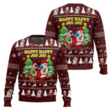 Hooktab Happy Happy Joy Joy Ren And Stimpy Ugly Christmas Sweater