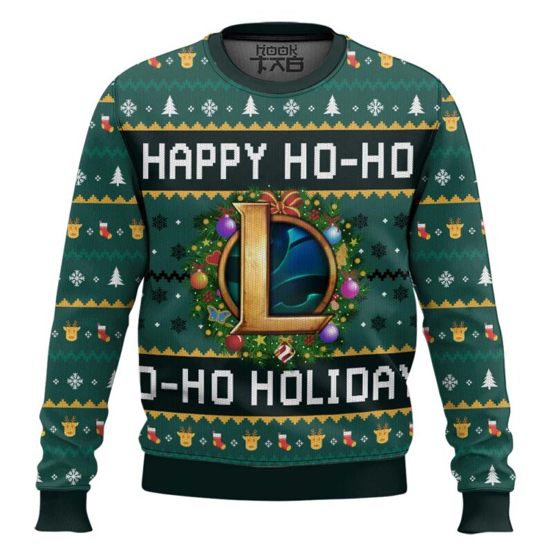 Hooktab Happy Ho Ho Holidays League Of Legends Ugly Christmas Sweater