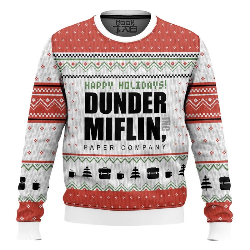 Hooktab Happy Holidays Dunder Mifflin The Office Ugly Christmas Sweater