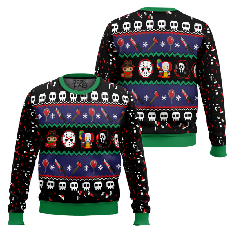 Hooktab Happy Horror Day Ugly Christmas Sweater Hooktab Happy Horror Day Ugly Christmas Sweater