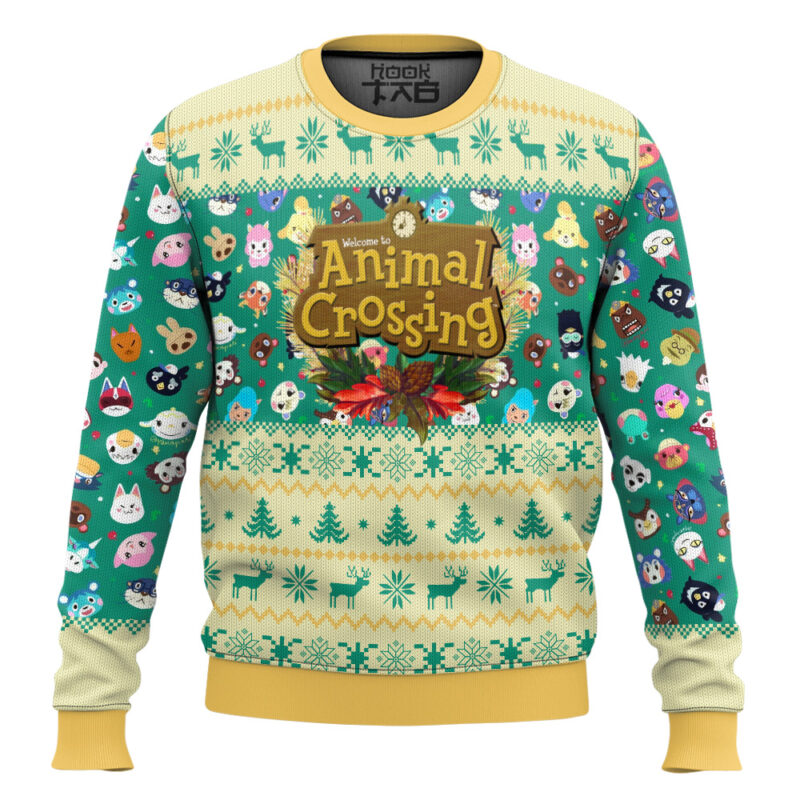 Hooktab Happy Villagers Animal Crossing Ugly Christmas Sweater