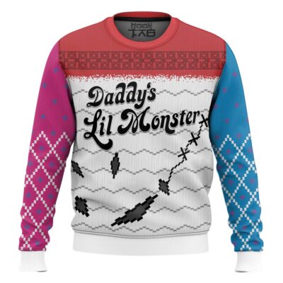 Hooktab Harley Quinn Daddy's Little Monster Ugly Christmas Sweater