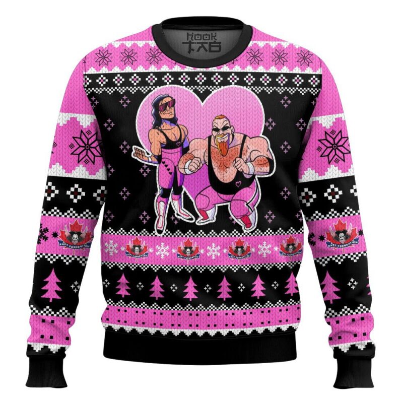 Hooktab Hart Foundation Duo WWE Ugly Christmas Sweater