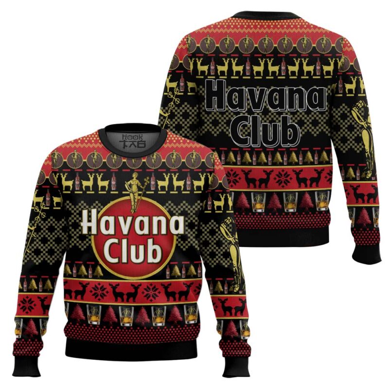 Hooktab Havana Club Rum Ugly Christmas Sweater Hooktab Havana Club Rum Ugly Christmas Sweater