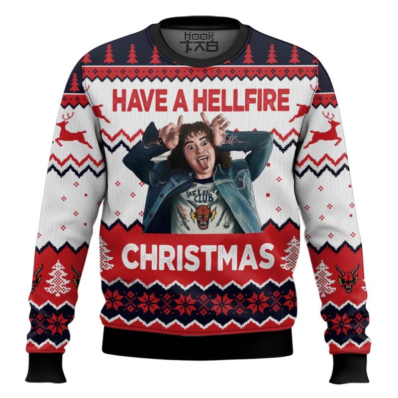 Hooktab Have A Hellfire Xmas Stranger Things Ugly Christmas Sweater