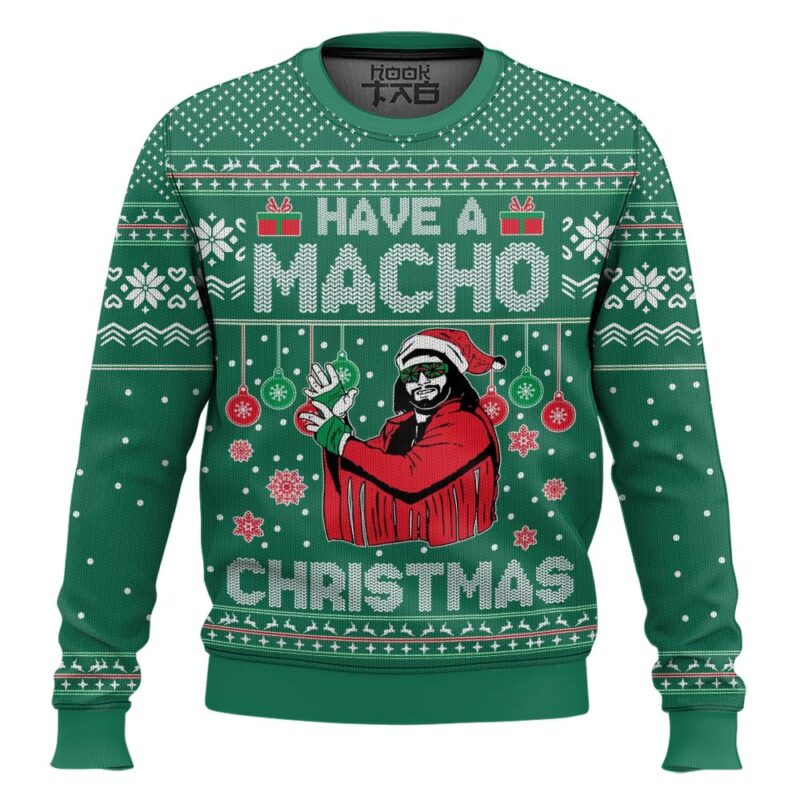Hooktab Have A Macho Xmas Macho Man WWE Ugly Christmas Sweater