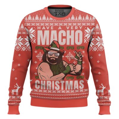 Hooktab Have A Macho Xmas Randy Savage WWE Ugly Christmas Sweater