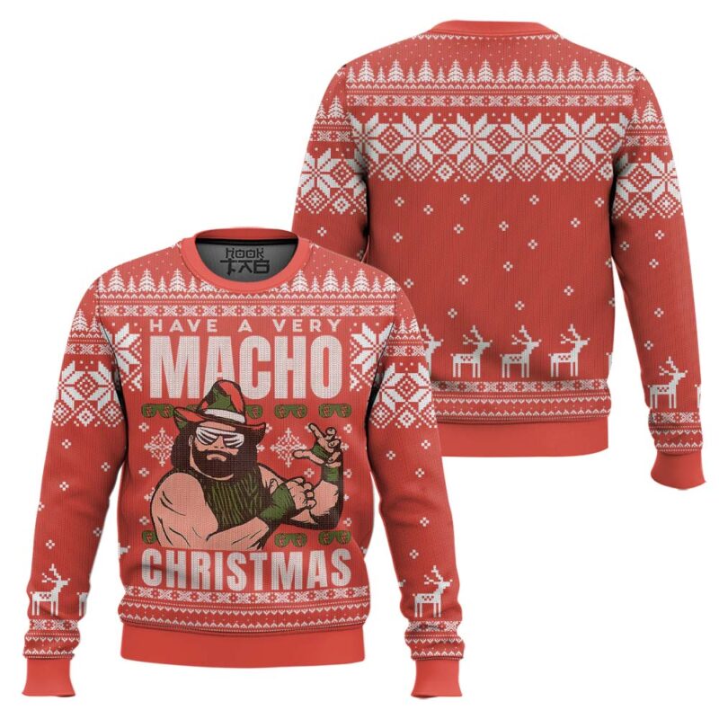 Hooktab Have A Macho Xmas Randy Savage WWE Ugly Christmas Sweater Hooktab Have A Macho Xmas Randy Savage WWE Ugly Christmas Sweater
