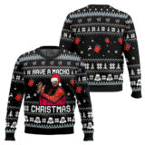 Hooktab Have A Macho Xmas WWE Ugly Christmas Sweater