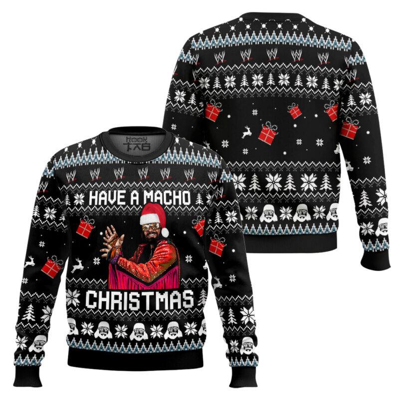 Hooktab Have A Macho Xmas WWE Ugly Christmas Sweater Hooktab Have A Macho Xmas WWE Ugly Christmas Sweater