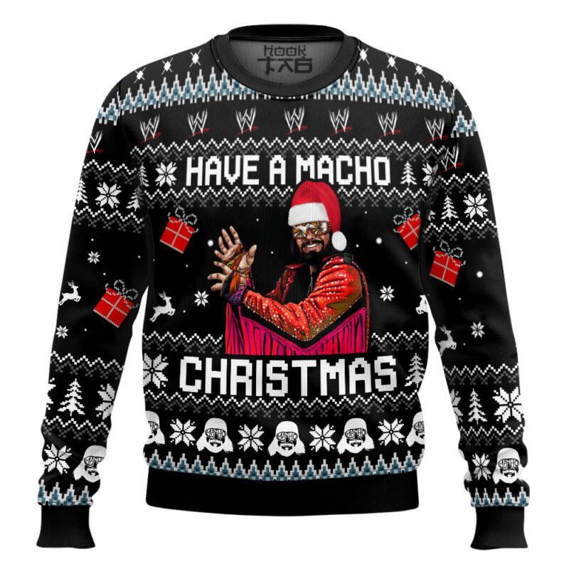 Hooktab Have A Macho Xmas WWE Ugly Christmas Sweater