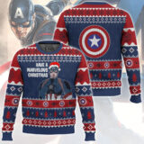 Hooktab Have A Marvelous Christmas Captain America Ugly Christmas Sweater