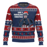 Hooktab Have A Marvelous Christmas Captain America Ugly Christmas Sweater