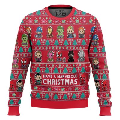 Hooktab Have A Marvelous Chritsmas Marvel Ugly Christmas Sweater