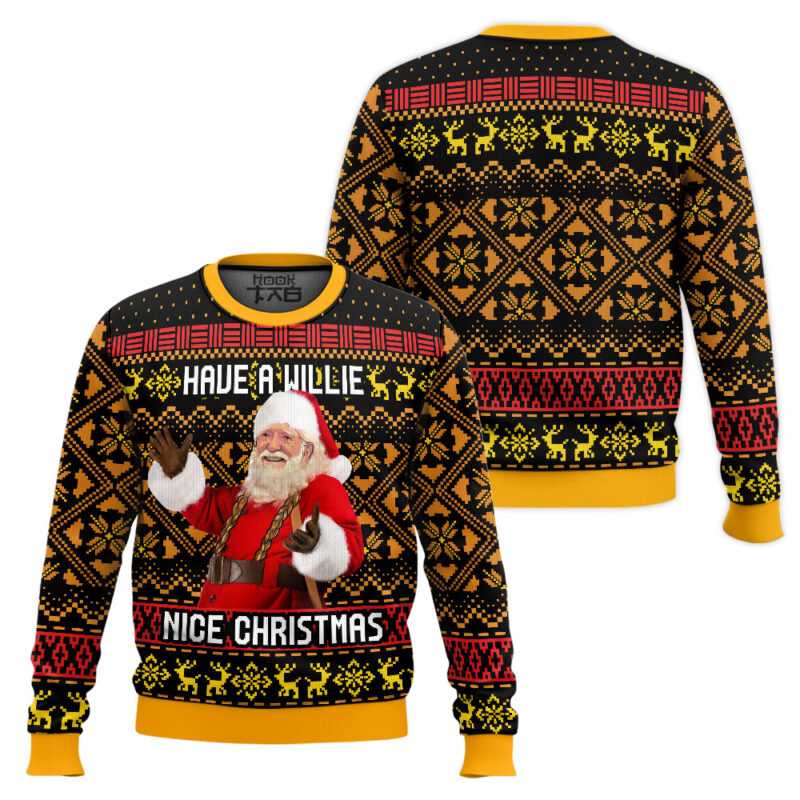 Hooktab Have A Willie Nice Christmas Willie Nelson Ugly Christmas Sweater Hooktab Have A Willie Nice Christmas Willie Nelson Ugly Christmas Sweater
