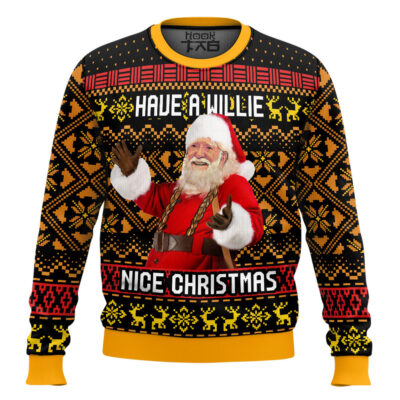 Hooktab Have A Willie Nice Christmas Willie Nelson Ugly Christmas Sweater