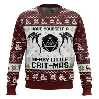 Hooktab Have Yourself A Merry Little Crit-mas Dungeons & Dragons Ugly Christmas Sweater