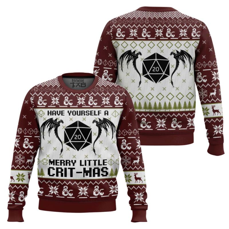 Hooktab Have Yourself A Merry Little Crit-mas Dungeons & Dragons Ugly Christmas Sweater Hooktab Have Yourself A Merry Little Crit-mas Dungeons & Dragons Ugly Christmas Sweater