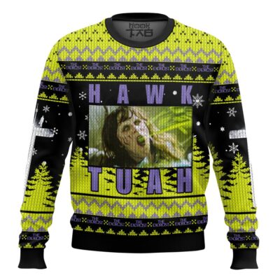 Hooktab Hawk Tuah The Exorcist Ugly Christmas Sweater