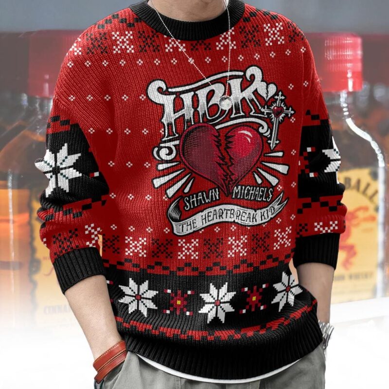 Hooktab HBK The Heartbreak Kid Shawn Michaels WWE Ugly Christmas Sweater Hooktab HBK The Heartbreak Kid Shawn Michaels WWE Ugly Christmas Sweater