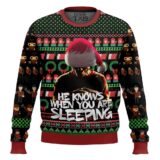 Hooktab He Know When You Are Sleeping A Nightmare on Elm Street Ugly Christmas Sweater