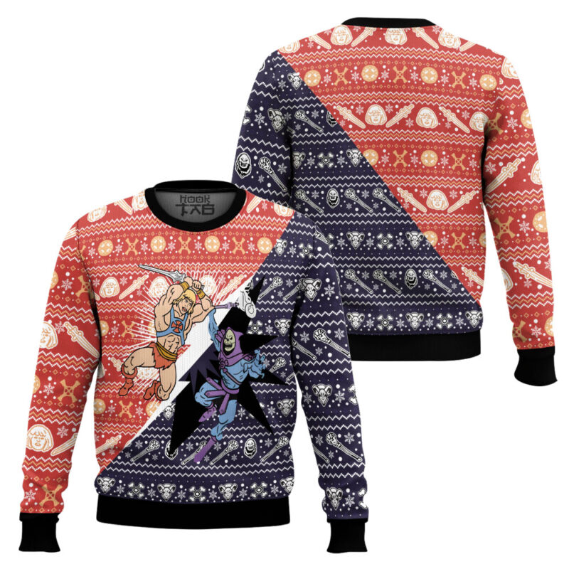 Hooktab He-man Vs. Skeletor Masters Of The Universe Ugly Christmas Sweater Hooktab He-man Vs. Skeletor Masters Of The Universe Ugly Christmas Sweater
