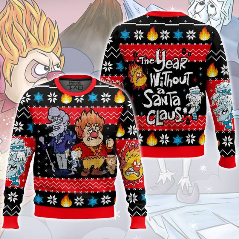 Hooktab Heat Miser & Snow Miser The Year Without a Santa Claus Ugly Christmas Sweater Hooktab Heat Miser & Snow Miser The Year Without a Santa Claus Ugly Christmas Sweater